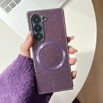 for Samsung Galaxy Z Fold 5 Magnetic Case, Glitter Bling Back Shockproof Case Compatible with Mag-Safe, Rugged Slim Shockproof Protective Fashionable Cover for Samsung Galaxy Z Fold 5, Purple