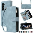 thumbnail image 1 of for Samsung Galaxy Z Fold 5 Multifunctional Case Wallet with Card Slots, Premium Soft PU Leather Zipper Folio Flip with Crossbody Strap Kickstand Zipper Cover for Samsung Galaxy Z Fold 5, Lightblue, 1 of 6