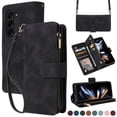 thumbnail image 1 of for Samsung Galaxy Z Fold 5 Multifunctional Case Wallet with Card Slots, Premium Soft PU Leather Zipper Folio Flip with Crossbody Strap Kickstand Zipper Phone Cover for Samsung Galaxy Z Fold 5, Black, 1 of 6