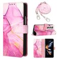 thumbnail image 1 of for Samsung Galaxy Z Fold 5 PU Leather Wallet case, Marble Pattern Credit Card Holder,Flip Folio Book Kickstand Cover Women Men with Long Strap for Samsung Galaxy Z Fold 5 5G, Pink Purple Gold, 1 of 6