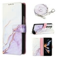 thumbnail image 1 of for Samsung Galaxy Z Fold 5 PU Leather Wallet case, Marble Pattern Credit Card Holder,Flip Folio Book Kickstand Cover Women Men with Long Strap for Samsung Galaxy Z Fold 5 5G, White+Purple, 1 of 6