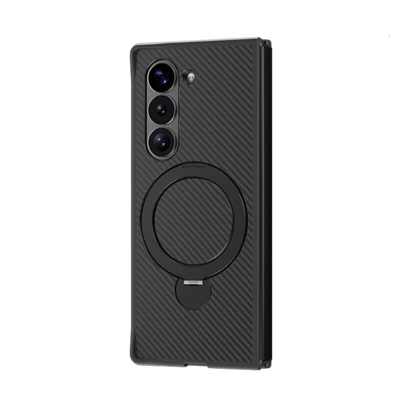 for Samsung Galaxy Z Fold 5 Phone Case, with Mag Safe Kickstand 360°Rotatable, Shockproof Slim Case Military-Grade Drop Protection with Metal Ring Holder Magnetic Stand for Man,Black