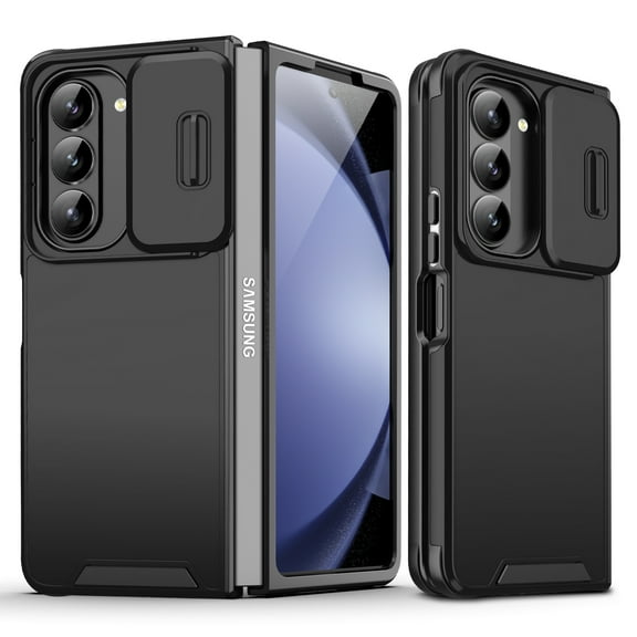 for Samsung Galaxy Z Fold 5 Phone Case: Shockproof Protective Rugged Phone Cover with Camera Lens Slide | Drop Proof Military-Grade Protection TPU Hybrid Bumper Cases for Samsung Galaxy Z Fold 5,Black
