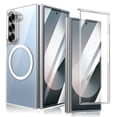 thumbnail image 1 of for Samsung Galaxy Z Fold 5 Phone Case [Wireless Charging] [Built-in HD Screen Protector] Transparent Hard Shockproof Anti-fall Drop-Proof Magnetic Magnet Phone Cover Case,Silver, 1 of 11
