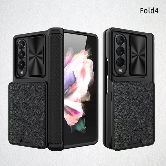 for Samsung Galaxy Z Fold 5 case Wallet Magsafe Compatible with Galaxy Z Fold 5 case with Card Holder for Men Camera Lens Slide Protection case Magnetic Car Mount Wallet Detachable 2-in-1, Black