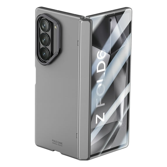 for Samsung Galaxy Z Fold 6 5G Case, Hinge Protection with Kickstand & Full Protective Built-in HD Screen Protector Anti-Slip Shockproof Phone Case for Z Fold 6, Darkgray