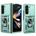 thumbnail image 1 of for Samsung Galaxy Z Fold 6 5G Case, with Ring Kickstand and Screen Protector, Heavy Duty Protection Shockproof Rubber PC Phone Back Cover for Samsung Galaxy Z Fold 6 with Sliding Cover, Green, 1 of 10