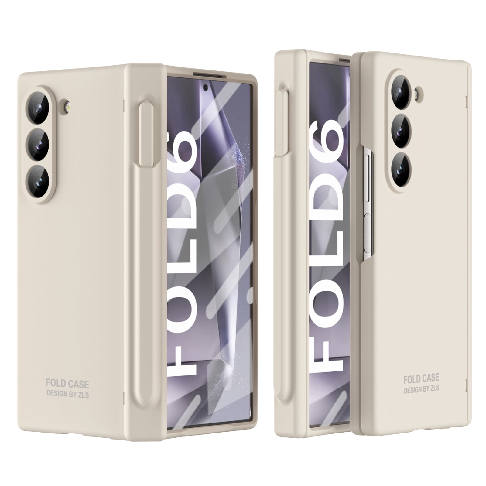 for Samsung Galaxy Z Fold 6 Case, with S Pen Holder & S Pen & Hinge Protection & Built-in Screen Protector Full Body Slim PC Protective Phone Case Cover for Samsung Galaxy Z Fold 6 - White