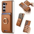 thumbnail image 1 of for Samsung Galaxy Z Fold 6 Case Wallet Card Holder, Detachable Purse Case Support Magnetic Car Mount Slim Wallet Cover with Ring Stand, Screen Protective Film Case for Samsung Galaxy Z Fold 6, Brown, 1 of 11