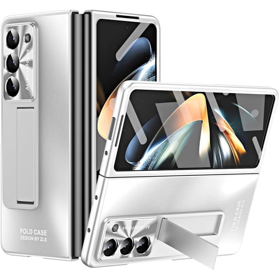 Samsung Galaxy Z Fold 6 Case with Stand Function, Shock-Resistant Protective Case, Full-Cover Design, Built-in Screen Protector Silver