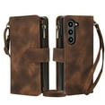 thumbnail image 1 of for Samsung Galaxy Z Fold 6 Crossbody Case Wallet with Card Slots - PU Leather Case RFID Blocking Zipper Pocket Lanyard Wrist Strap Shockproof Protective Cover for Samsung Galaxy Z Fold 6, Brown, 1 of 8