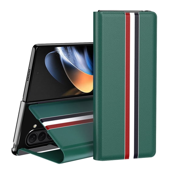 for Samsung Galaxy Z Fold 6 PU Leather Folding Case, Stylish Thin Fit Shockproof Drop Protective Kickstand Card Slots Phone Case Cover for Samsung Galaxy Z Fold 6, Green