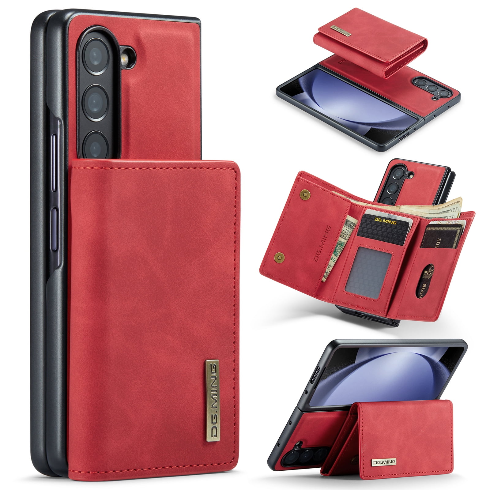 for Samsung Galaxy Z Fold 6 PU Leather Wallet Case, Classic Detachable ...