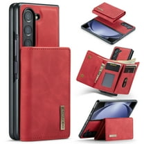 for Samsung Galaxy Z Fold 6 PU Leather Wallet Case, Classic Detachable Magnetic Back Card Pockets Shockproof Protective Business Kickstand Phone Case Cover for Samsung Galaxy Z Fold 6, Red