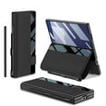 thumbnail image 1 of for Samsung Galaxy Z Fold 6 with Pen Holder Case, Plating Glass Screen Protector Hybrid PU Leather All-Inclusive Full Body Protection Anti-Scratch Cover for Samsung Galaxy Z Fold 6, Carbon Fiber Black, 1 of 9
