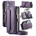 thumbnail image 1 of for Samsung Galaxy Z  Fold 6 Wallet Case, 5 Card Slots & 1 Zipper Pocket & 1 Cash Slot & 1 Cash Pocket & 1 S Pen Holder & Lanyard & Crossbody Strap & Kickstand & RFID Blocking Phone Case, Purple, 1 of 10