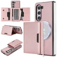 thumbnail image 1 of for Samsung Galaxy Z Fold 6 Wallet Case with 7 Card Slots, Detachable Magnetic Back Cover, Premium PU Leather Kickstand Drop Protective Shockproof Classic Folding Case for Galaxy Z Fold 6, Rosegold, 1 of 11