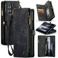 thumbnail image 1 of For Samsung Galaxy Z Fold 6 Wallet Case,Multi-Functional Retro Leather Purse Flip Cover Zipper Wallet Case with Removable Card Slots Pocket & Detachable Wrist Strap Magnetic Phone Case, Black, 1 of 7