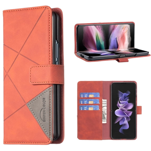 for Samsung Galaxy Z Fold 6 Wallet Case, Premium PU Leather Flip Cover with Card Slots Magnetic Clasp Kickstand, Soft TPU Shockproof Protection Case for Samsung Galaxy Z Fold 6, Brown