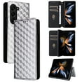 thumbnail image 1 of For Samsung Galaxy Z Fold 6 Wallet Case with RFID Blocking ID Credit Card Holder, Luxury Diamond Patterned Shiny PU Leather Magnetic Folio Book Flip Kickstand Shockproof Phone Case, Silver, 1 of 10