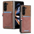 thumbnail image 1 of for Samsung Galaxy Z Fold 6 Wallet Case, Support Magnetic Car Mount, Vintage PU Leather Credit Card Slots Purse Phone Cover for Samsung Galaxy Z Fold 6 Women Men Shockproof Protective Case, Brown, 1 of 6