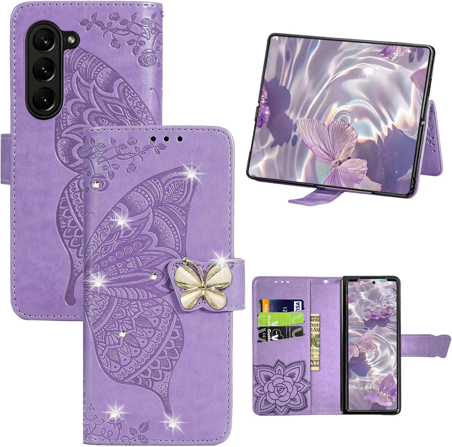 Bcov Galaxy A32 5G Case, Cute Dragonfly Leather Flip Phone - View #10