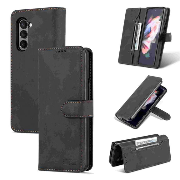 for Samsung Galaxy Z Fold 7 5G Case, Business Style Premium Leather Galaxy Z Fold 7 Wallet Case with Card Holders for Women Men Protective Phone Case for Samsung Galaxy Z Fold 7, Black