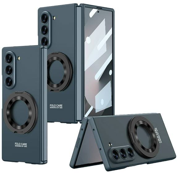 for Samsung Galaxy Z Fold 7 5G Case with Magnetic Ring Holder, Z Fold 7 Magnetic Case Compatible with Magsafe Built in Screen Protector Thin Hard PC Protective Cover Case for Z Fold 7, Green