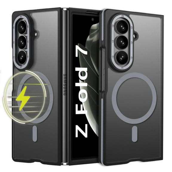Samsung Galaxy Z Fold 7 Case 8.0" (2025) - DOMAVER Magnetic Magsafe Compatible Protective Cover | Translucent Matte Finish | Shockproof Slim Design | Gray