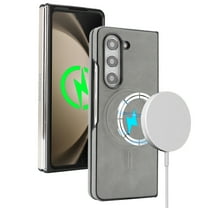 for Samsung Galaxy Z Fold 7 Case, Built-in Magnetic Compatible with Mag-Safe, [Anti-Scratch Skin-Friendly Microfiber Lining], PU Leather Slim Shockproof Cover Support Magnetic Car Mount, Gray