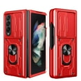 thumbnail image 1 of For Samsung Galaxy Z Fold 7 Case with Camera Lens Slide Cover, Detachable Card Slot Holder Ring Kickstand, Support Magnet Car Mount, Heavy Duty Military Grade Protection Phone Cover, Red, 1 of 13