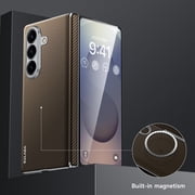 for Samsung Galaxy Z Fold 7 Case, Carbon Fiber Texture PC Protective Cover Compatible with MagSafe, Ultra Slim Shockproof Anti-Scratch Drop Protective Phone Case, Brown