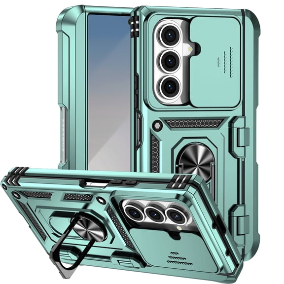 For Samsung Galaxy Z Fold 7 Case Heavy Duty Military Grade Protection,Camera Lens Slide Protection & 360°Rotate Magnetic Car Mount Holder Kickstand Rugged Shockproof Drop Hard Shell,Green
