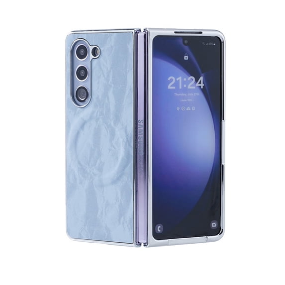 for Samsung Galaxy Z Fold 7 Case, Luxury Ultra Slim PC Cover with Plating Frame, Silk-Like Skin-Friendly Touch, Magnetic Shockproof Scratch Resistant, Supports Wireless Charging, Lightblue