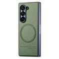thumbnail image 1 of for Samsung Galaxy Z Fold 7 Case, PU Leather + PC Frame + Fabric, Ultra Slim Lightweight Protective Phone Cover, MagSafe Compatible, Supports Magnetic Car Mount, Drop Protective, Green, 1 of 11