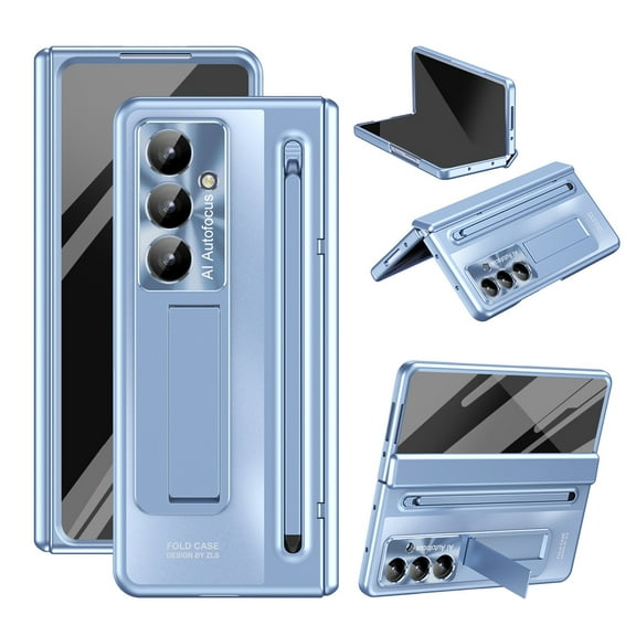 for Samsung Galaxy Z Fold 7 Case with Stylus Holder and Stylus, Magnetic Hinge Protection Case with Screen Protector Lens Protection Built-in Stand Case for Samsung Galaxy Z Fold 7 5G, Blue
