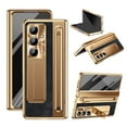 thumbnail image 1 of for Samsung Galaxy Z Fold 7 Case, with Stylus + Stylus Holder + Tempered Glass Screen Protector, All-Inclusive PU Leather Plating PC Hinge Protection Case for Samsung Galaxy Z Fold 7, Dark Gold+Black, 1 of 8