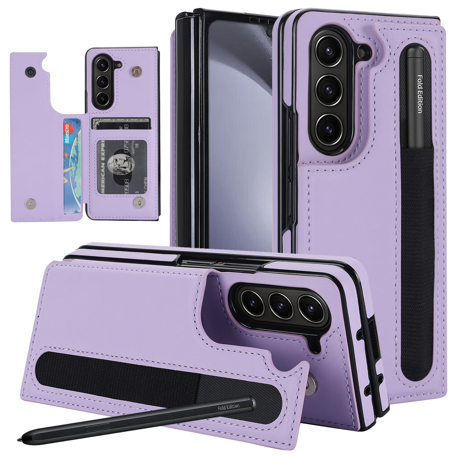 未開封　Flip Cover With Pen For Samsung Galaxy Z Fold 7/6 Magnetic Leather Case Screen