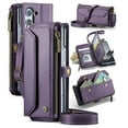 thumbnail image 1 of for Samsung Galaxy Z Fold 7 Full Body Protection Wallet Folio Flip Case, Shoulder Strap & Wristlet Card Slots Zipper Pocket RFID Blocking Rugged Durable PU Leather Phone Case Cover, Purple, 1 of 10