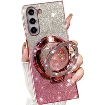 for Samsung Galaxy Z Fold 7 Glitter Kickstand Case,Cute Luxury Bling Sparkly with Liquid Flowing Ring Stand Soft TPU Bumper Shockproof Women Girls Protective Case for Galaxy Z Fold 7 5G, Pink