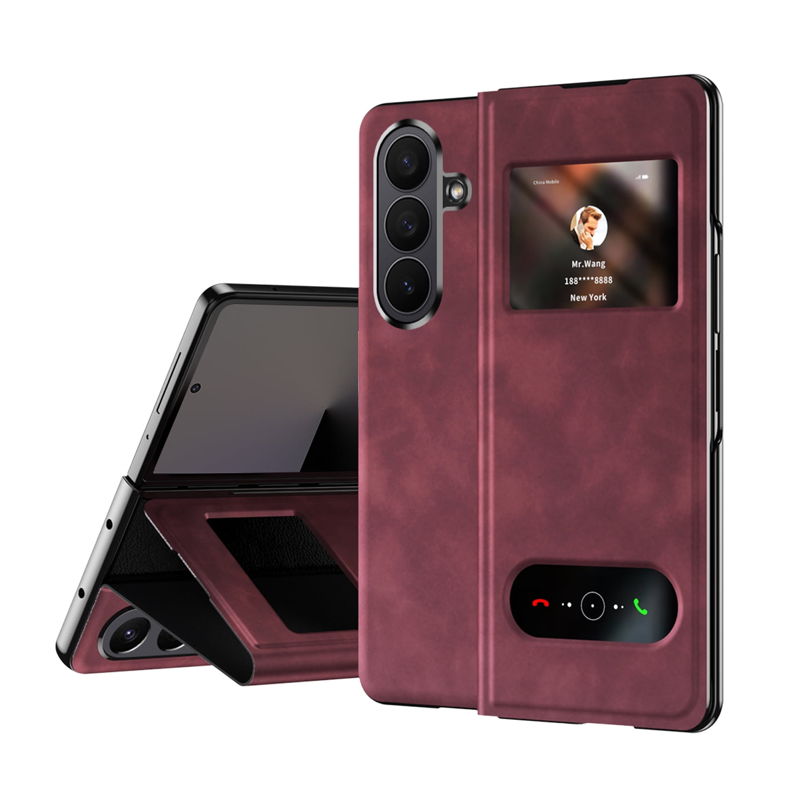 for Samsung Galaxy Z Fold 7 PU Leather Magnetic Folding Case, Skin ...
