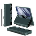 thumbnail image 1 of for Samsung Galaxy Z Fold 7 with Pen Holder Case, Plating Glass Screen Protector Hybrid PU Leather All-Inclusive Full Body Protection Anti-Scratch Cover for Samsung Galaxy Z Fold 7, Darkgreen, 1 of 9