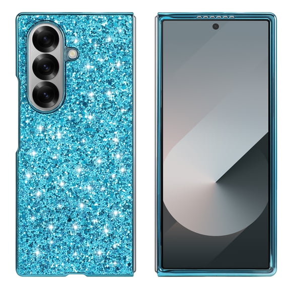 for Samsung Galaxy Z Fold 7 Phone Case, Glitter Sparkle Bling Shiny Diamond Slim Soft TPU Silicone Anti-Slip Protective Case Cover for Women Girls for Samsung Galaxy Z Fold 7 Phone, Blue