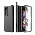thumbnail image 1 of For Samsung Galaxy Z Fold 7 Plating Case, Magnetic Double Hinge Protection with S Pen Holder and Stylus, Shockproof Full-body Cover with Front Tempered Glass Screen Protector Film,Black, 1 of 7