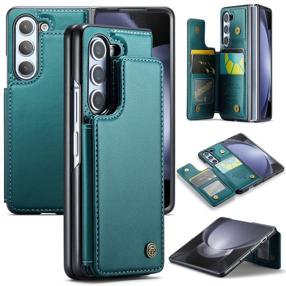 for Samsung Galaxy Z Fold 7 Premium PU Leather Back Case, Multiple Card Slots Design, Double Magnetic Clasp Study Kickstand RFID Blocking Classic Phone Cover for Samsung Galaxy Z Fold 7, Blue