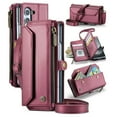 thumbnail image 1 of for Samsung Galaxy Z Fold 7 Rugged Case, Classic PU Leather Shoulder Strap Wrist Strap Zipper Pocket RFID Blocking Wireless Charging Kickstand Case Cover for Samsung Galaxy Z Fold 7, Winered, 1 of 6