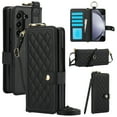 thumbnail image 1 of for Samsung Galaxy Z Fold 7 Wallet Case with S Pen Holder & Crossbody Lanyard Strap & RFID Blocking Card Slots, Shockproof Stylish Ring Buckle Wristband Stand Purse Protective Cover, Black, 1 of 8