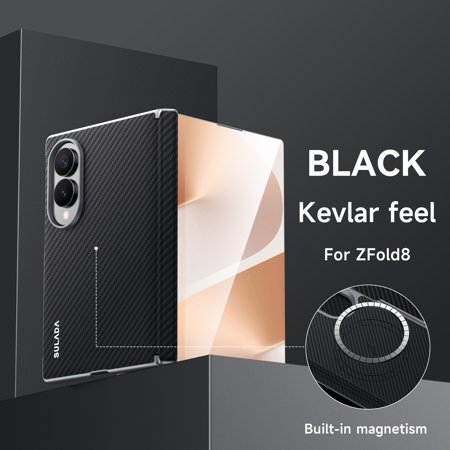 for Samsung Galaxy Z Fold 8 Case, Carbon Fiber Texture PC Protective Cover Compatible with MagSafe, Ultra Slim Shockproof Anti-Scratch Drop Protective Phone Case, Black