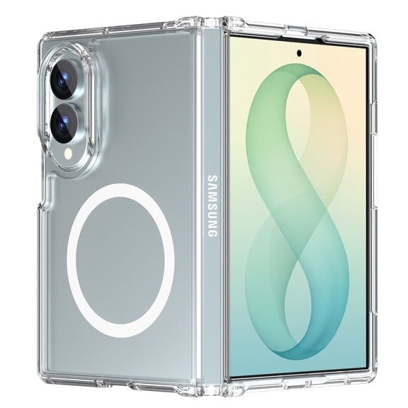 for Samsung Galaxy Z Fold 8 Case, Magnetic Anti-Yellowing Slim Rugged Cover, MagSafe Compatible, Clear