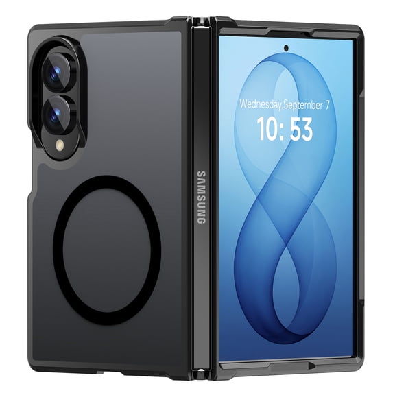 for Samsung Galaxy Z Fold 8 Case, Magnetic Anti-Yellowing Slim Rugged Cover, MagSafe Compatible, Black